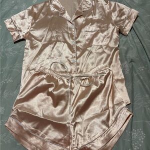 Silky Satin Pajama Set in Light Pink